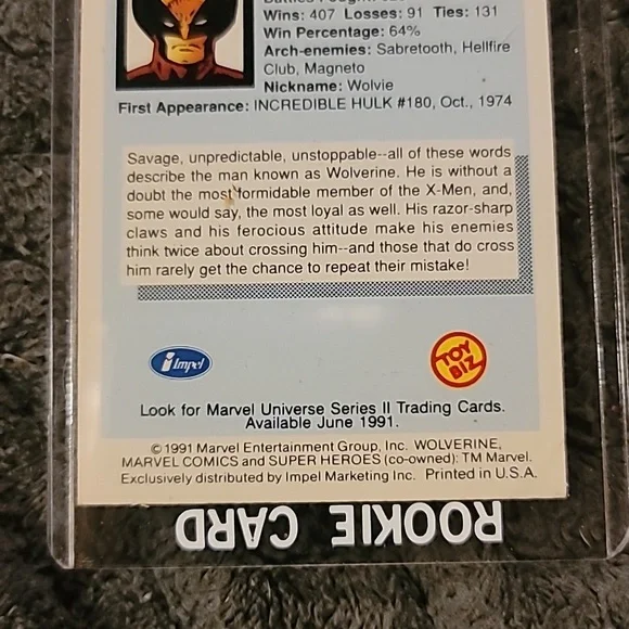 Marvel Super Heroes Wolverine Card Collectible! RARE!